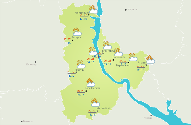 Погода в Киеве и Киевской области: 15 августа 2017