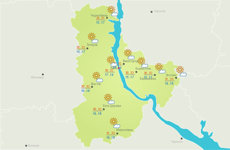 Погода в Киеве и Киевской области: 17 августа 2017