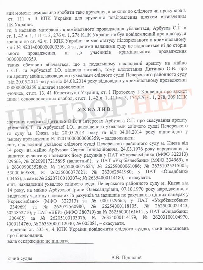 Суд “поздравил” Арбузова с годовщиной Майдана сняв арест с его имущества и счетов