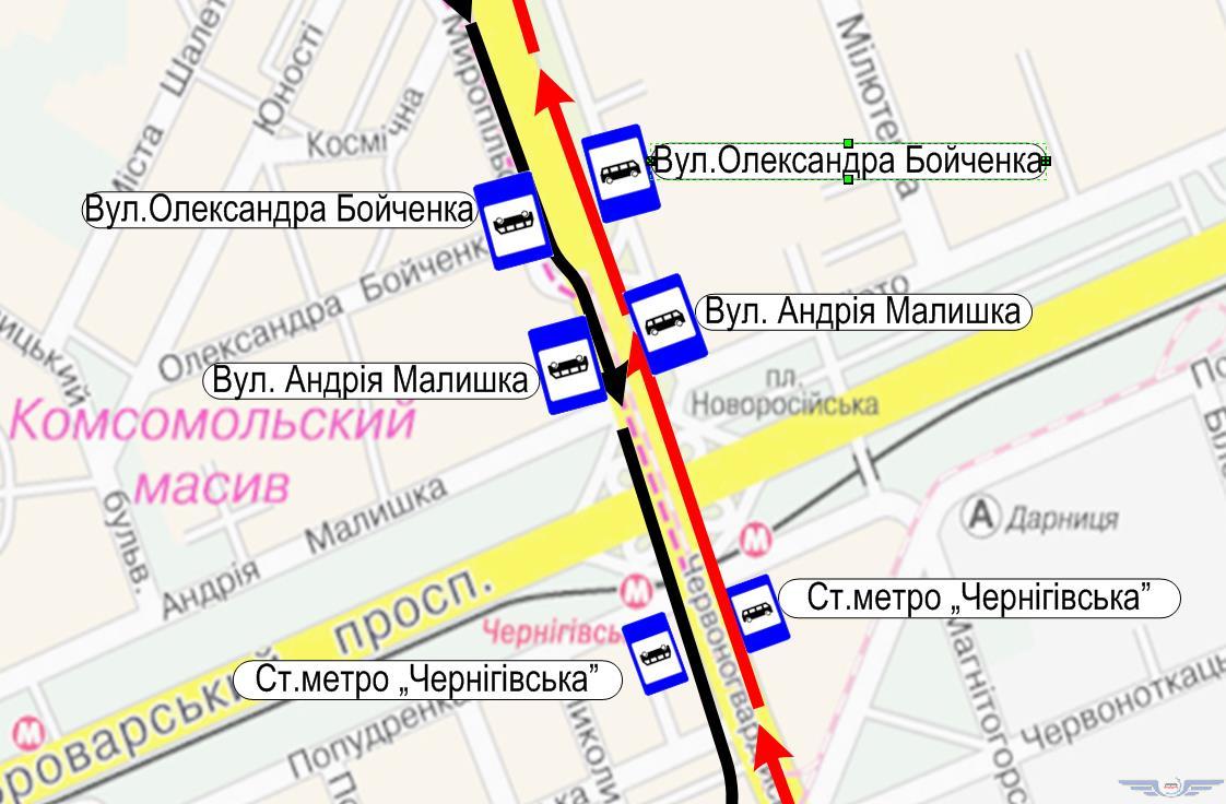 У автобусов маршрута №63 в Киеве появилась новая остановка (схема)