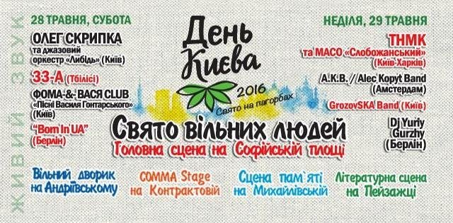 Программа мероприятий на День Киева 2016