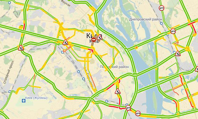 Пробки в Киеве 3 балла, въезд в столицу свободен