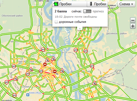 Киев сегодня не в заторах, пробки - 2 балла