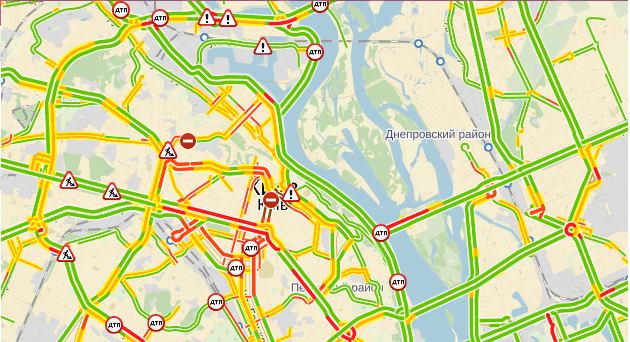 В Киеве сегодня четырехбальные пробки