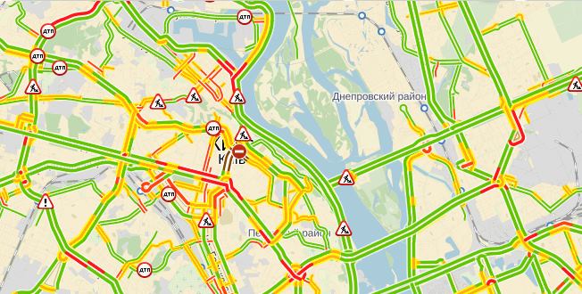 Сегодня больших пробок на киевских дорогах нет
