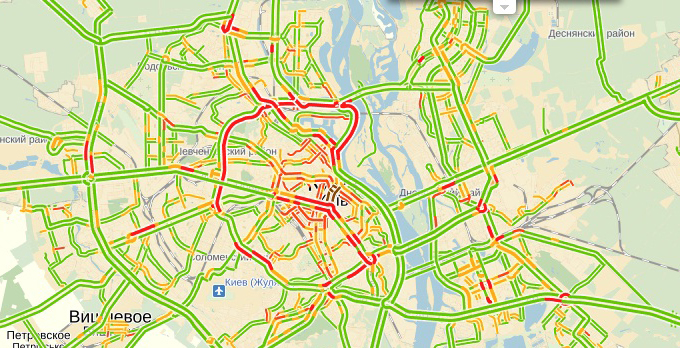 В столице пробка от ул. Гетьмана до просп. Московского