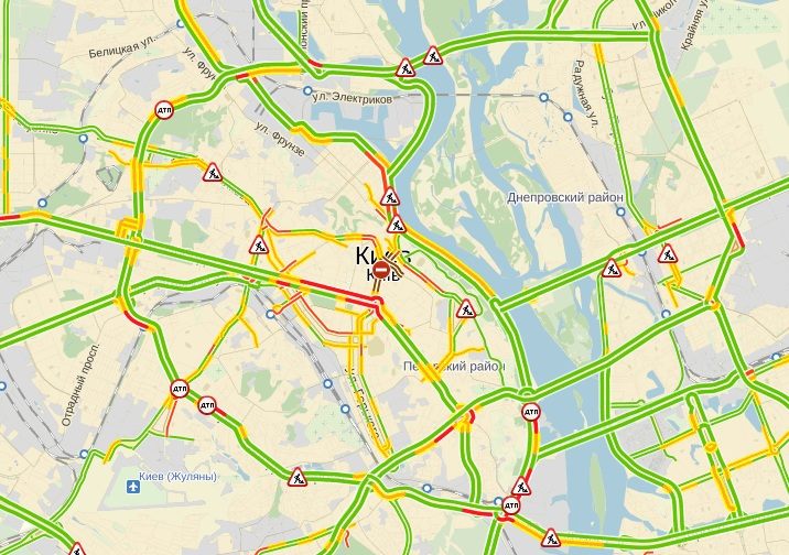 В Киеве сегодня больших пробок нет