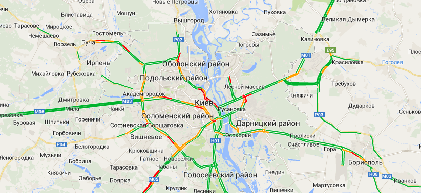 В Киеве пробка на Набережном шоссе