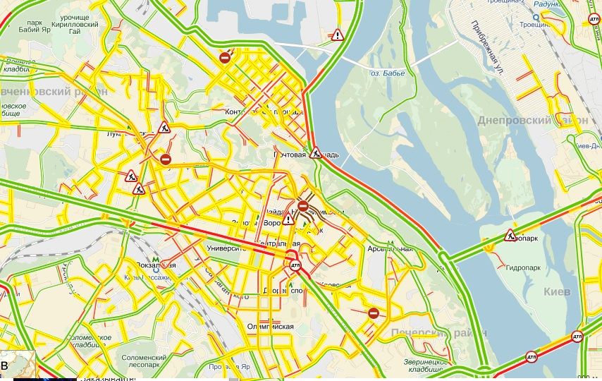 В Киеве пробки 3 балла