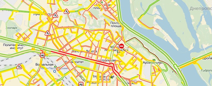 Автодороги Киева загружены на 6 баллов