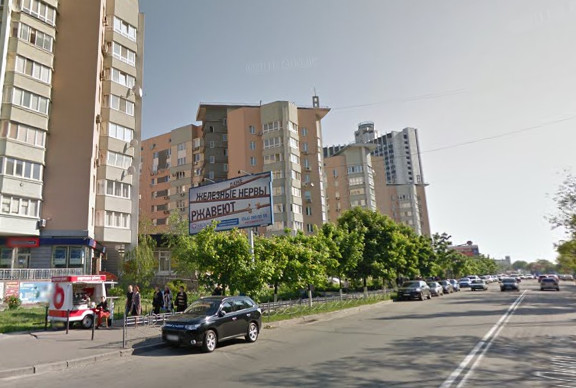 На улице Раисы Окипной в Киеве владелец рекламного щита самовольно обрезал деревья