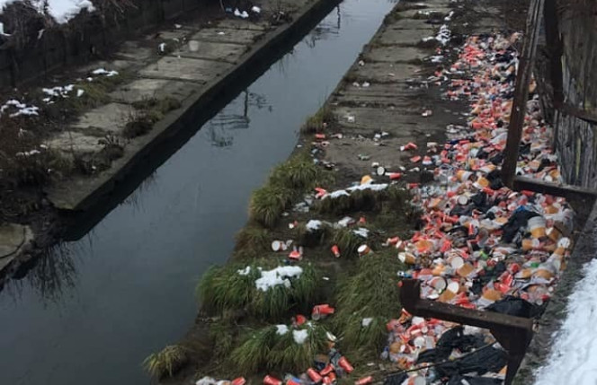 Берег реки Лыбедь в Киеве засыпали мусором (фото, видео)