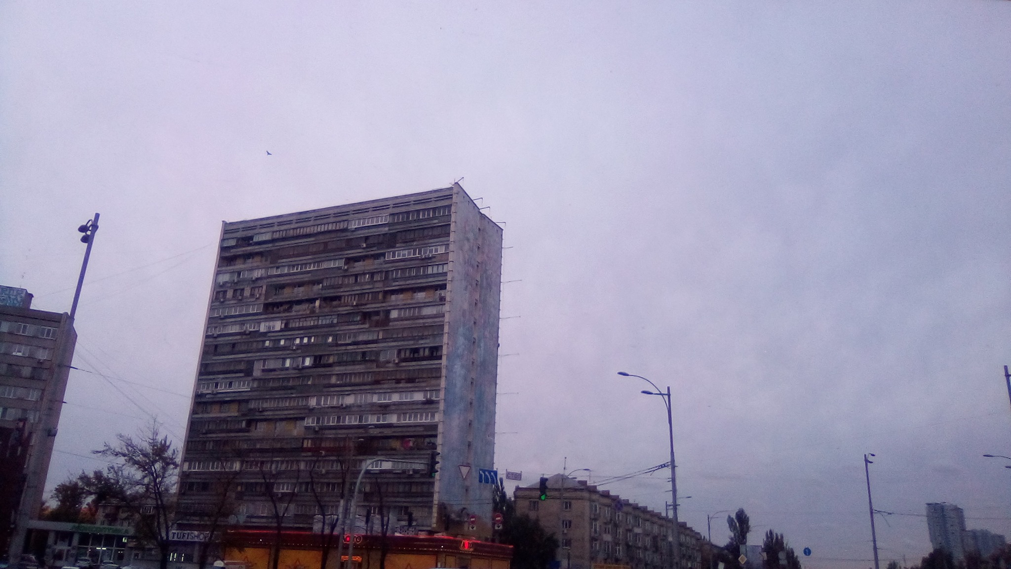 Красочный мурал на Дарницкой площади в Киеве уничтожают (фото)