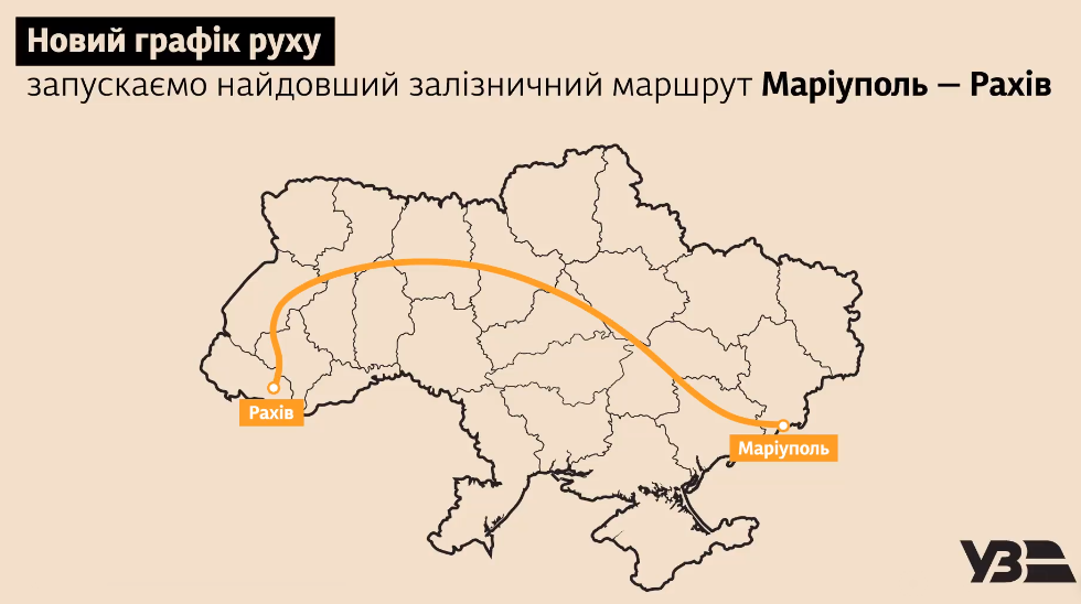 “Укрзализныця” запускает поезд Мариуполь - Рахов через Киевщину