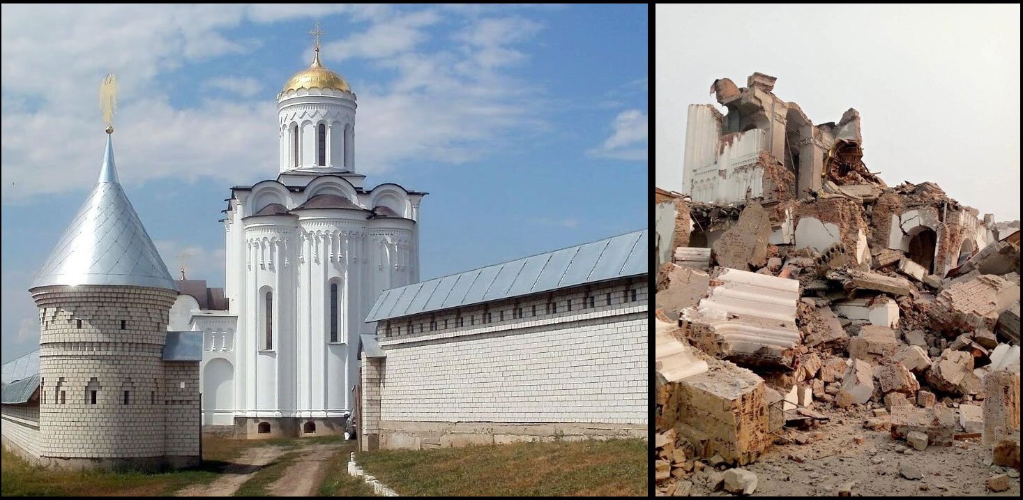 Рашисти продовжують обстрілювати Святогірську Лавру: зруйновані Георгіївський скит та територія Шанхайського скиту (фото)