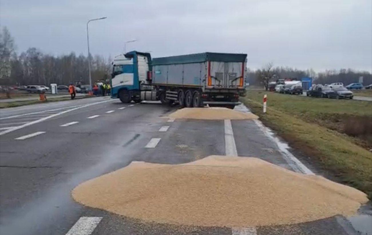 Польська прокуратура порушила справу через висипане поляками з українських вантажівок зерно