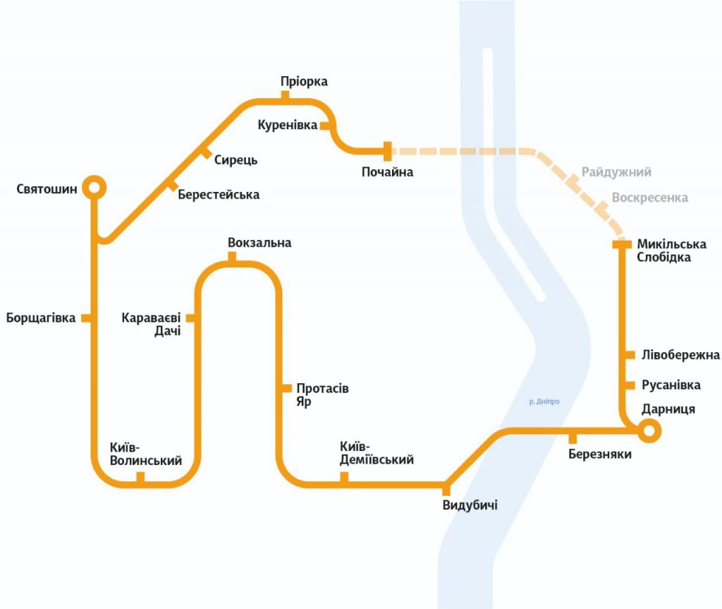 Київська кільцева електричка змінює графік руху через будівництво тунелю до 12 серпня Київська кільцева електричка змінює графік руху через будівництво тунелю до 12 серпня