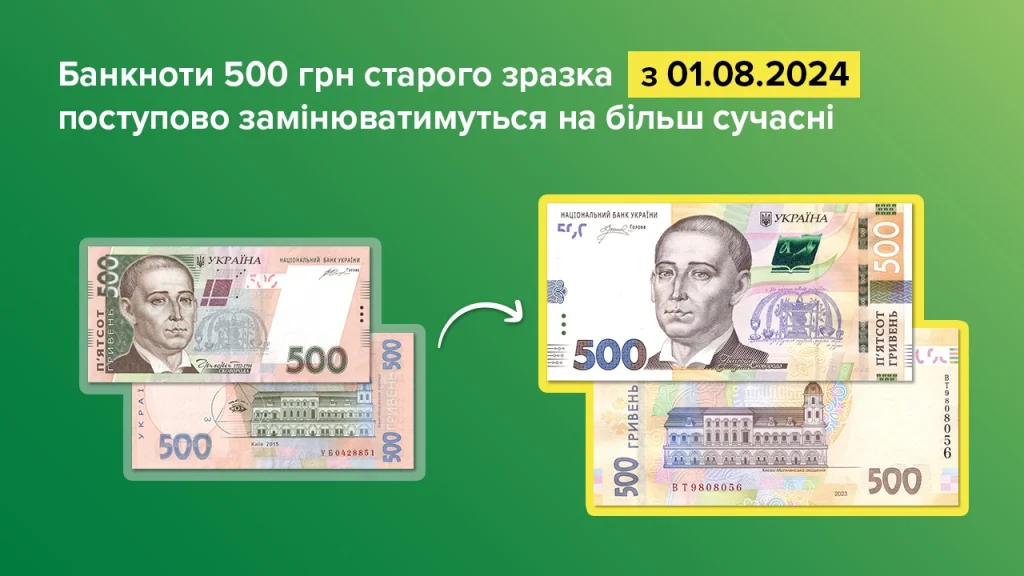 У серпні НБУ почне виводити з обігу банкноти 500 гривень старого зразка