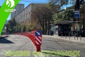 На вулиці Князів Острозьких у Києві встановили делініатори (фото)