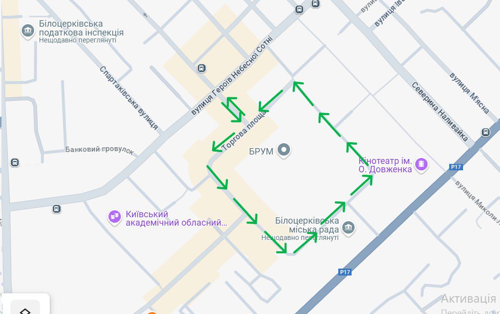 У Білій Церкві з 11 березня змінюється рух транспорту по площі Торговій (схема)