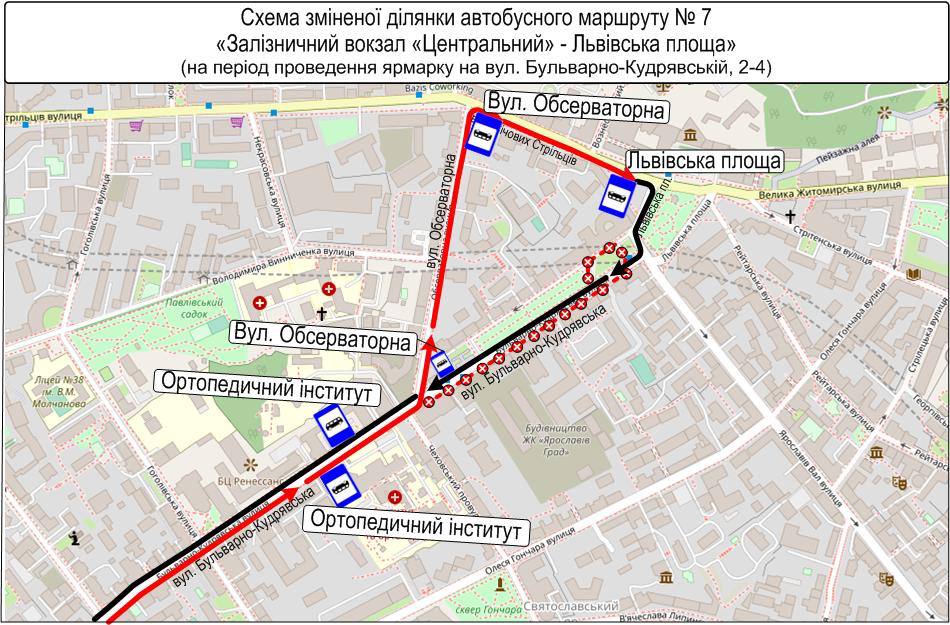 У вівторок, 11 лютого, у Києві буде змінено маршрути автобусів №№ 7, 46, 112 (схеми)