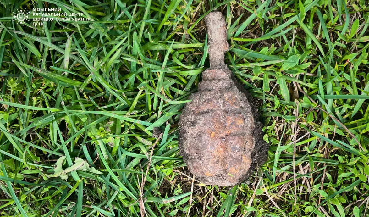 На Київщині місцевий житель під час прогулянки знайшов бойову гранату (фото) На Київщині місцевий житель під час прогулянки знайшов бойову гранату (фото)