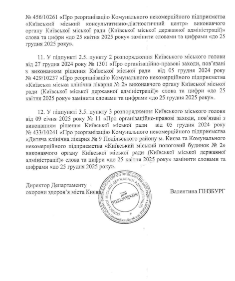 Реорганізацію медичних КП Києва продовжили до 25 грудня 2025 року (перелік)