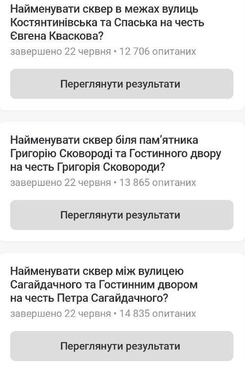 Кияни підтримали нові найменування трьох скверів у Подільському районі (без назви)