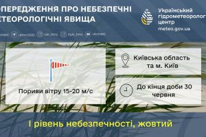 У Києві та на Київщині сьогодні можливі сильні пориви вітру