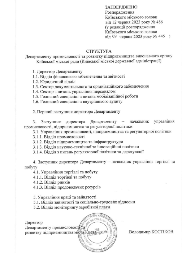 В Департаменті промисловості та розвитку підприємництва з'явиться перший заступник директора