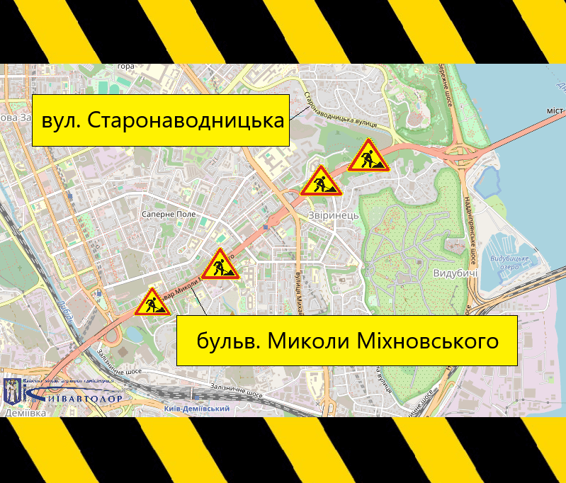 У Києві до 28 вересня частково обмежать рух бульваром Миколи Міхновського (схема)
