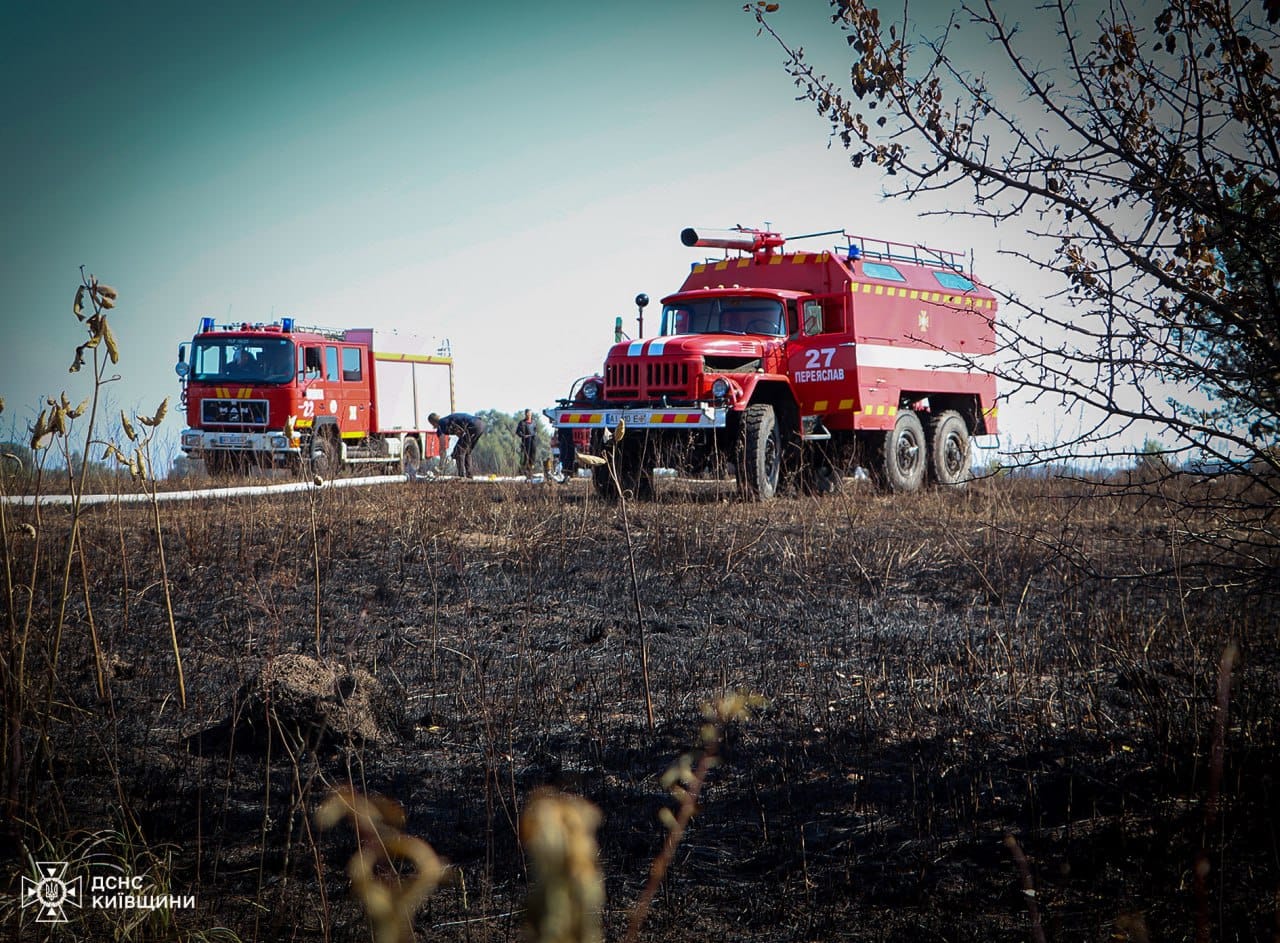 На Броварщині майже добу ліквідовують торф'яну пожежу (фото, відео)