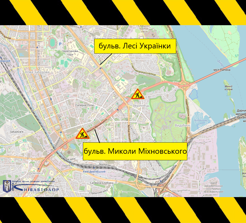 На Печерську до 17 жовтня обмежили рух бульваром Міхновського (схема)