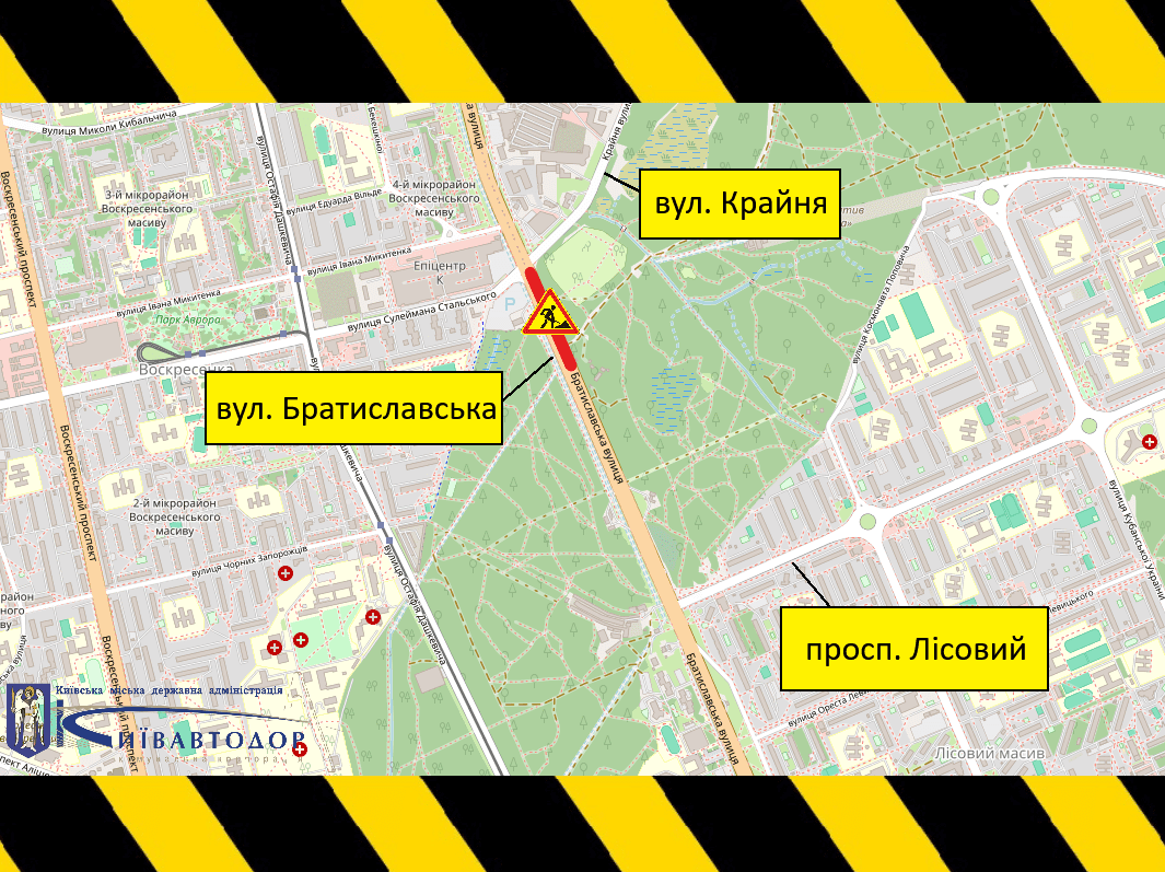 Завтра, 4 листопада, в Деснянському районі столиці обмежуватимуть рух вулицею Братиславською (схема) Завтра, 4 листопада, в Деснянському районі столиці обмежуватимуть рух вулицею Братиславською (схема)