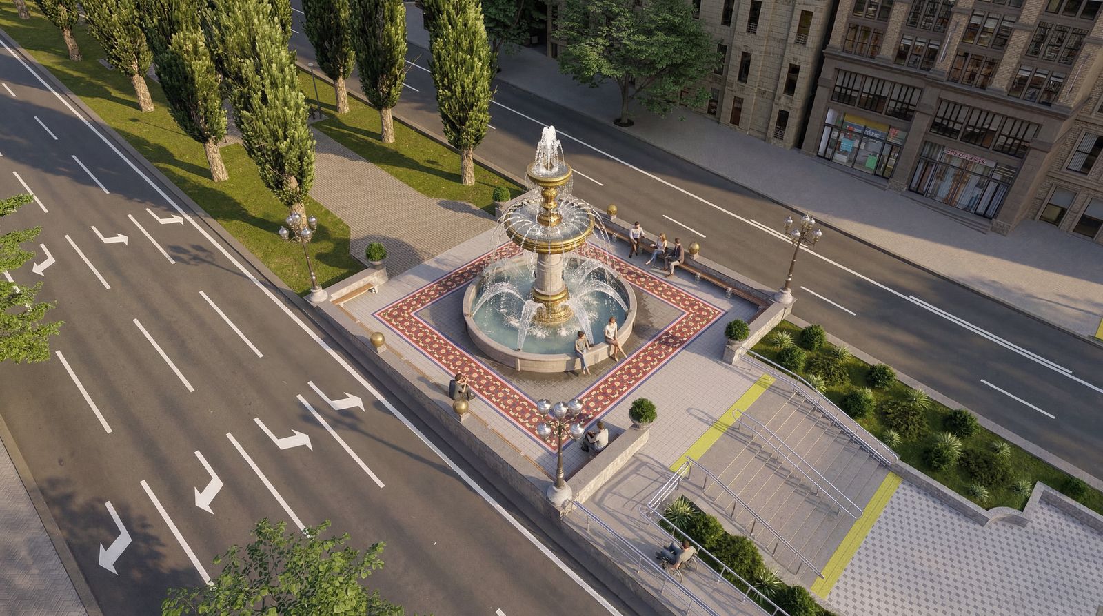 На перетині бульвару Шевченка і вулиці Хрещатик облаштують доступний сучасний громадський простір