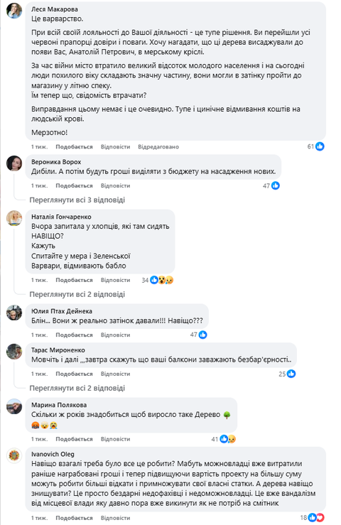 У Бучі зчинився скандал через масове зрізання дерев на вулиці Енергетиків
