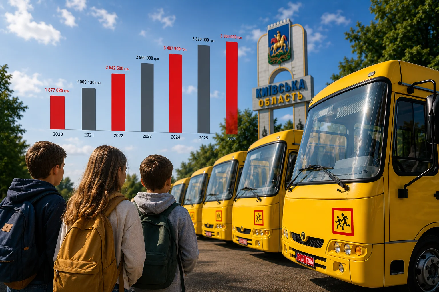 За шість років середня вартість шкільного автобуса для Київщини зросла більш ніж удвічі
